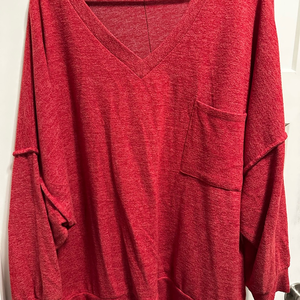 Zenana Outfitters Deep Red Knit Top